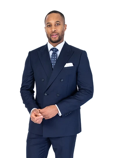 Double-Breasted X-Slim Solid Suit - Navy