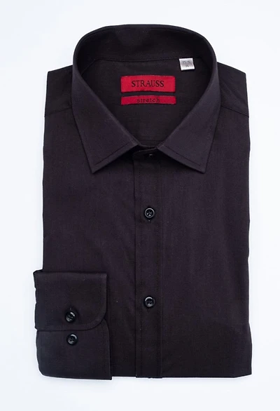 Modern Slim Fit Solid Stretch Dress Shirt - Black