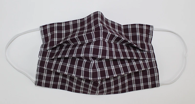 Plaid Italian Print Face Mask w/ Nose Wire - Burgundy