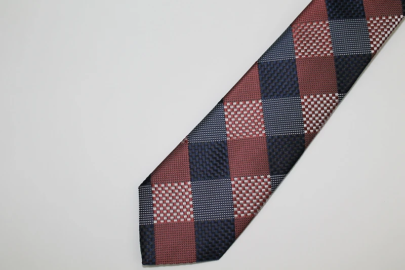 Poly/Silk Check Tie - Brown / Blue