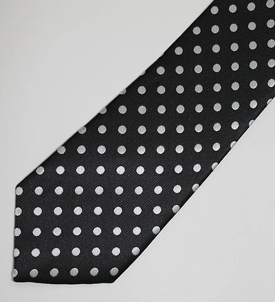 Poly/Silk Polka Dot Tie - Silver / Black