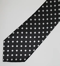Poly/Silk Polka Dot Tie - Silver / Black