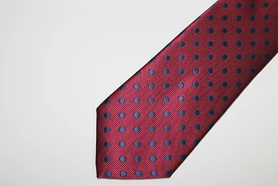 Poly/Silk Polka Dot Tie - Burgundy / Blue
