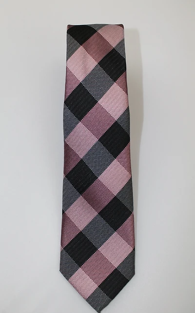 Boys Large Check Tie - Pink