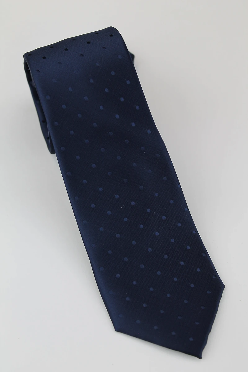Poly/Silk Tonal Dot Tie - Navy