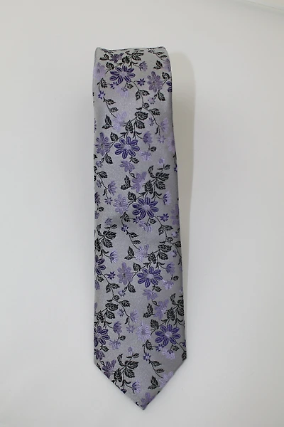 Boys Floral Tie - Purple