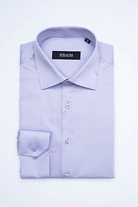 Cotton Satin Finish Solid Dress Shirt - Lilac