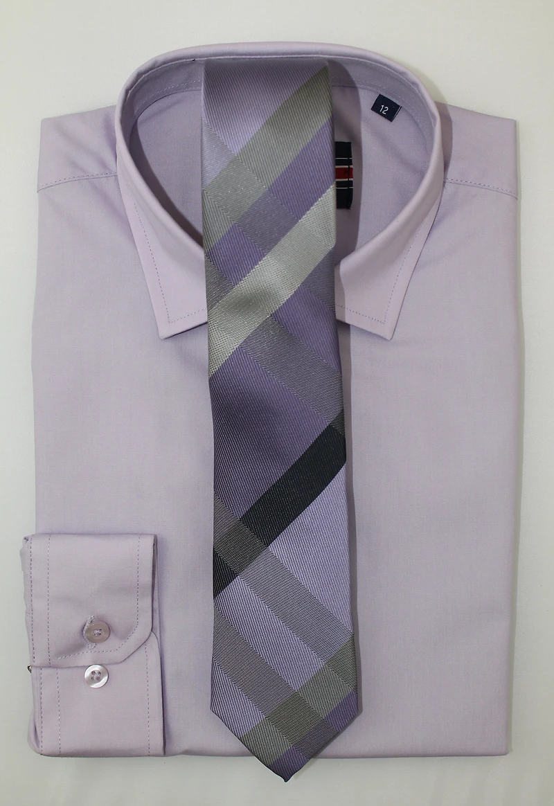 Kids Solid Dress Shirt - Lilac
