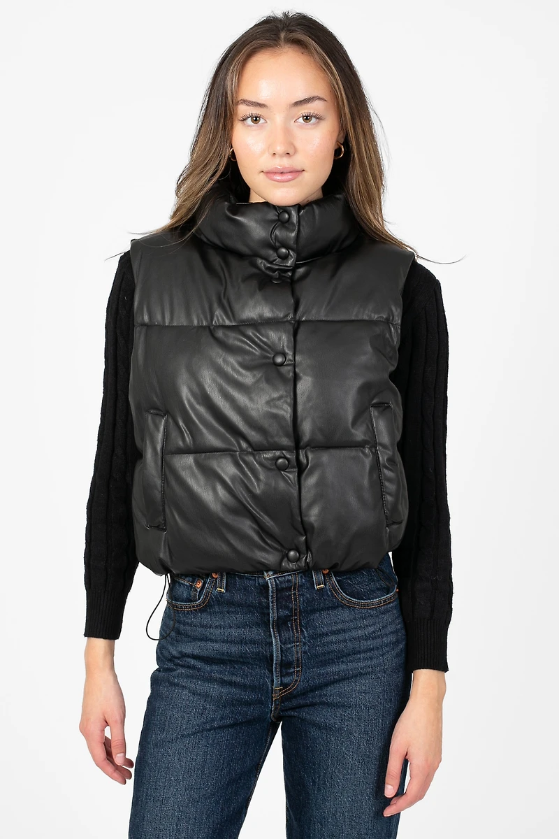 Camden Vegan Leather Puffer Vest