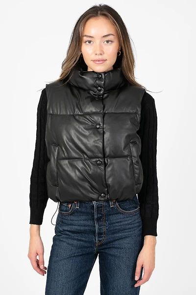 Camden Vegan Leather Puffer Vest