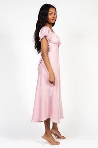 Cindy Satin Off-The-Shoulder Midi Dress