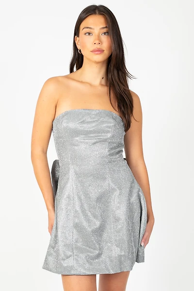 Estrella Sparkly Bow Mini Dress