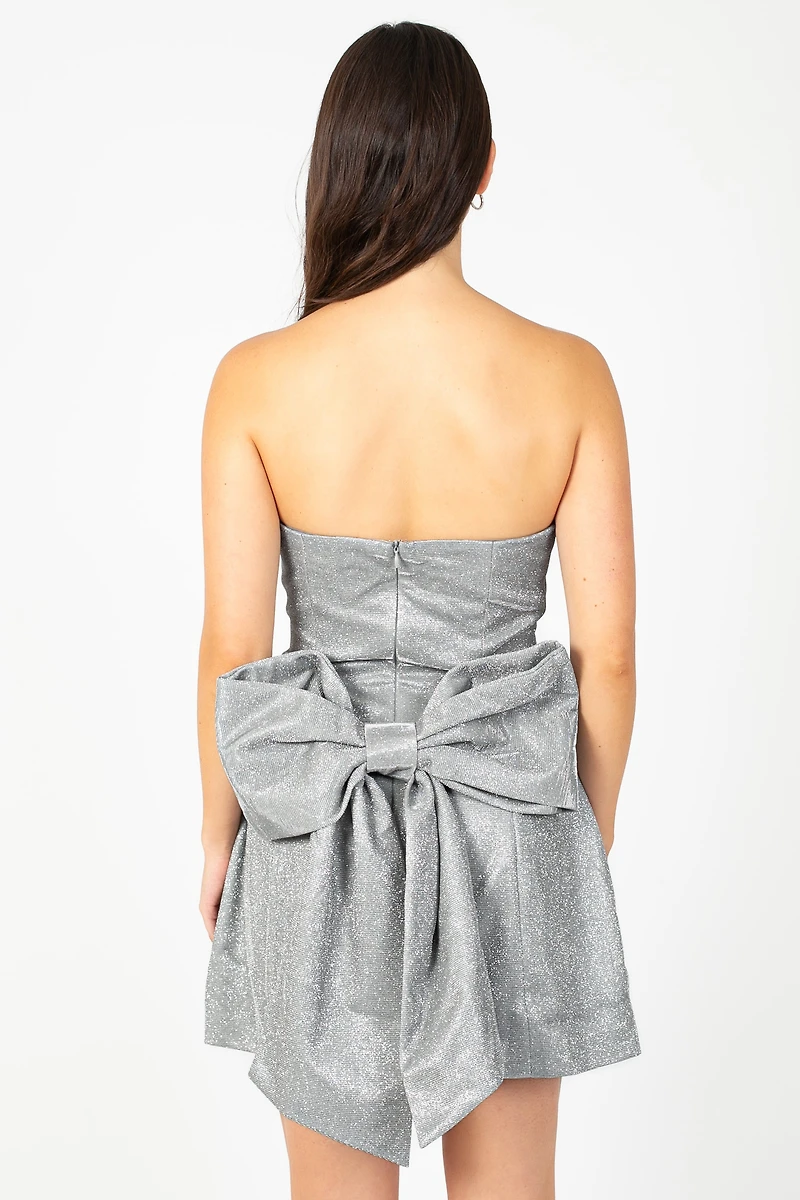 Estrella Sparkly Bow Mini Dress
