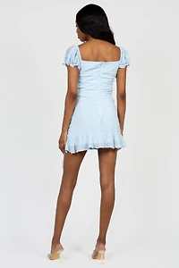 Melody Ruched Polka Dot Mini Dress