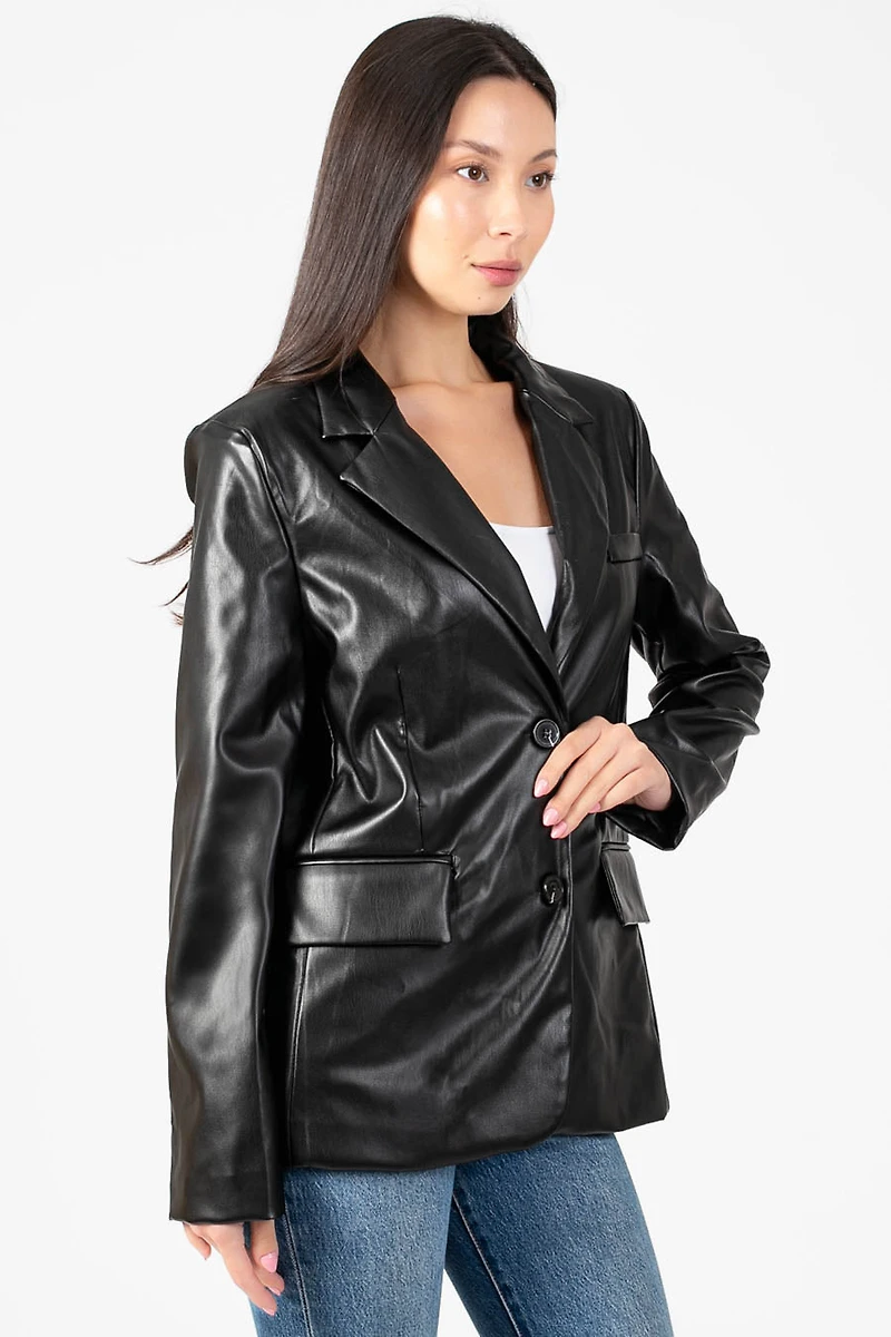 Hailey Vegan Leather Blazer