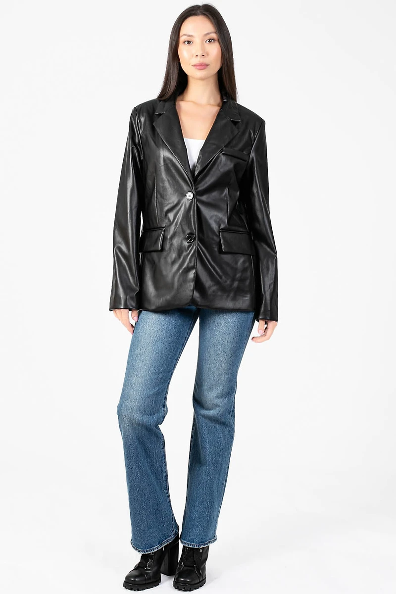 Hailey Vegan Leather Blazer