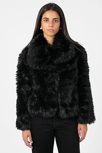 Iryna Collared Faux Fur Shaggy Jacket