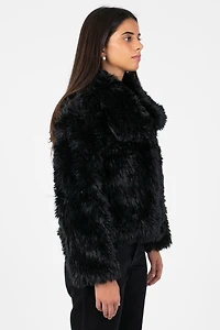 Iryna Collared Faux Fur Shaggy Jacket