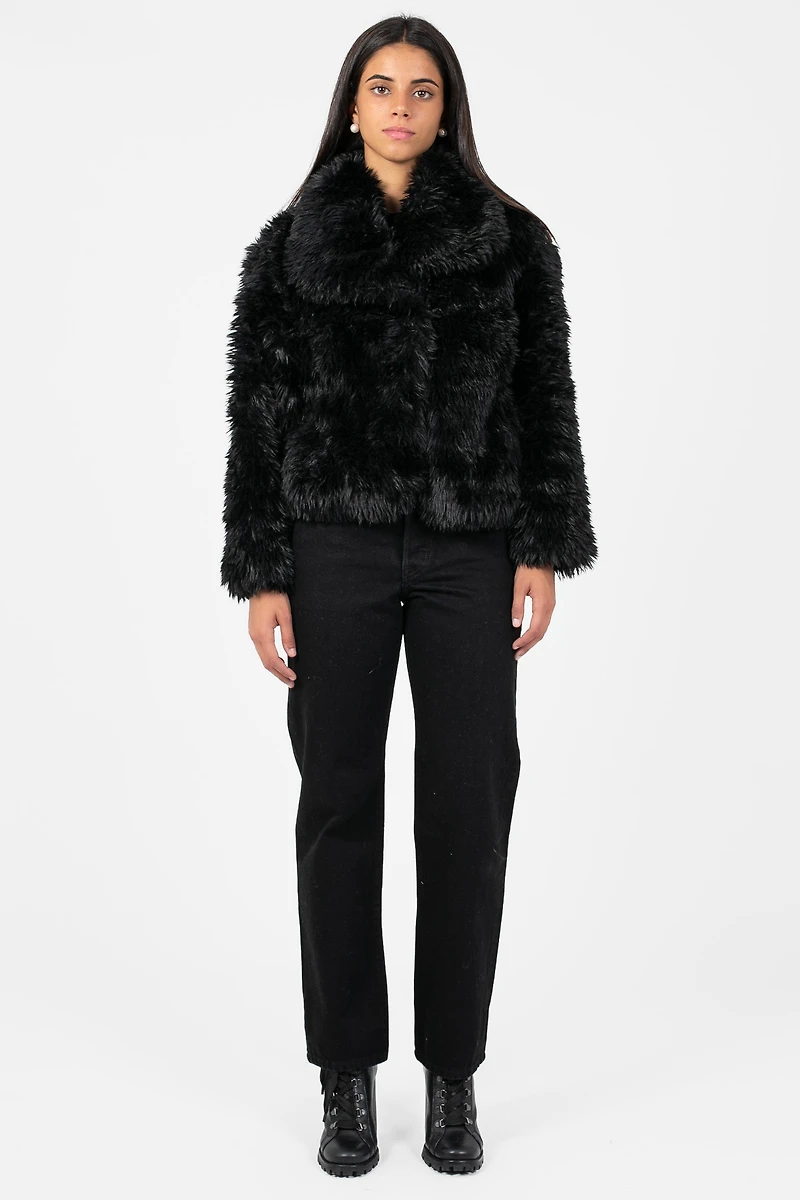 Iryna Collared Faux Fur Shaggy Jacket
