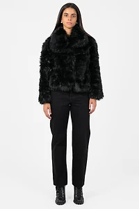 Iryna Collared Faux Fur Shaggy Jacket