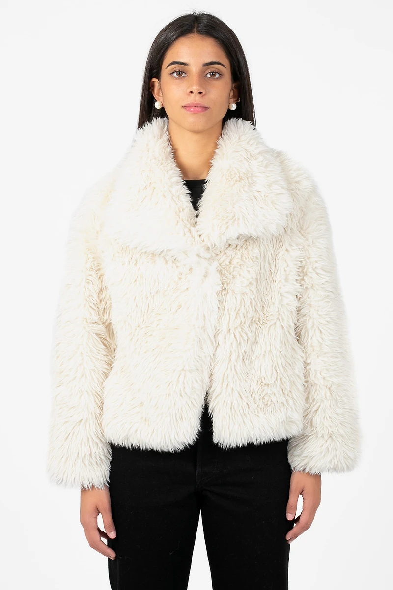 Iryna Collared Faux Fur Shaggy Jacket