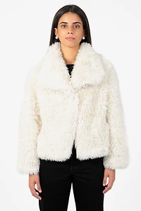 Iryna Collared Faux Fur Shaggy Jacket