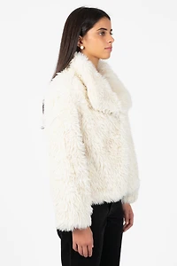 Iryna Collared Faux Fur Shaggy Jacket