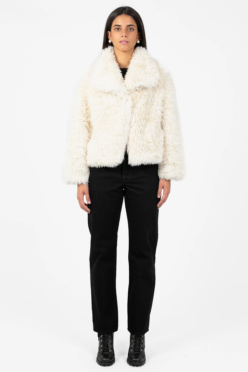 Iryna Collared Faux Fur Shaggy Jacket