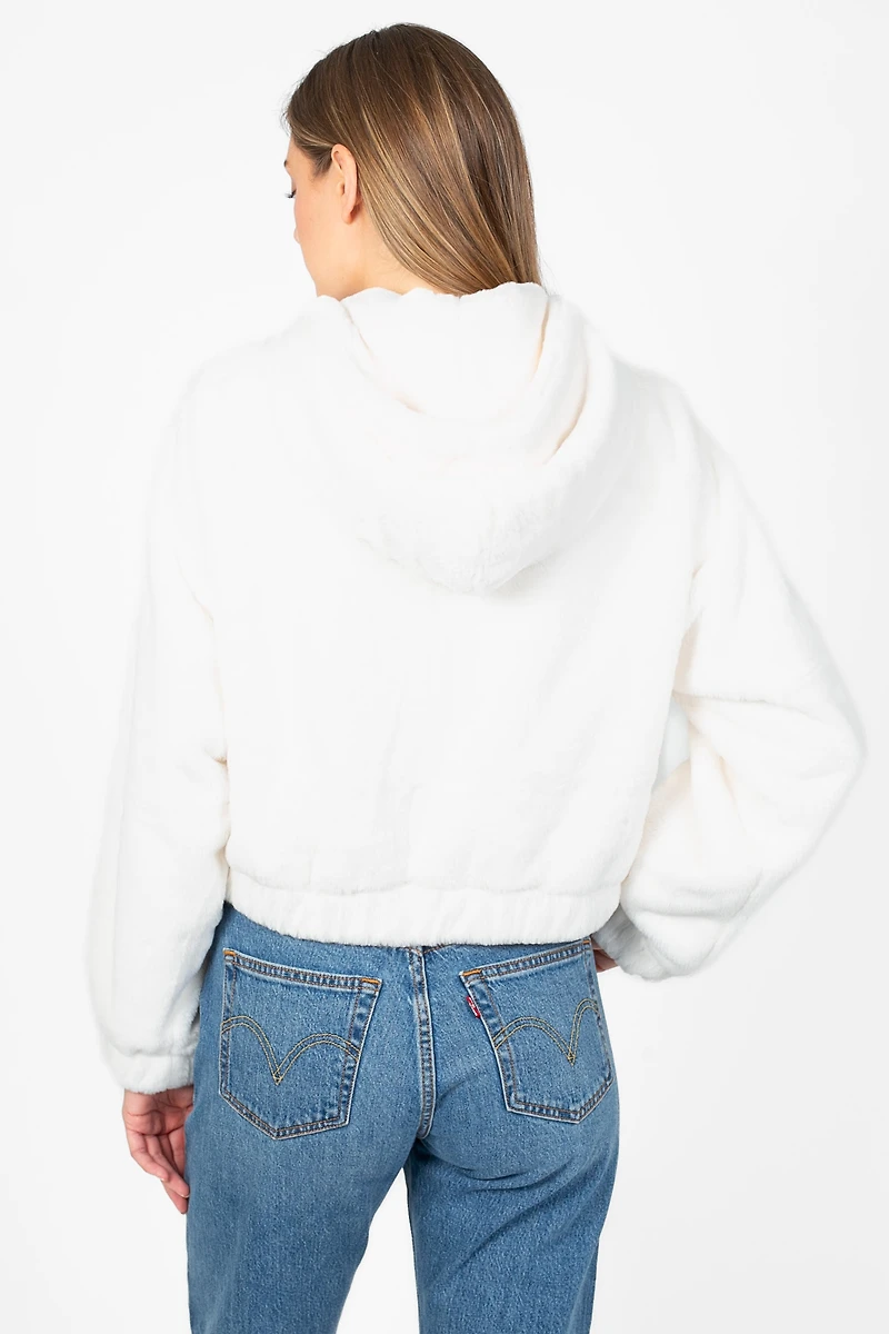 Alethea Hooded Faux Fur Bomber Jacket