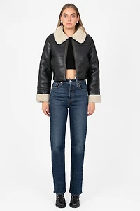 Ayla Sherpa Lined Leather Jacket