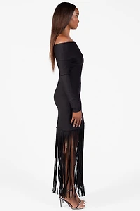 Aurelia Knit Fringe Midi Dress