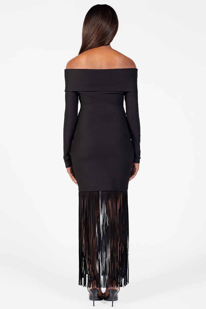 Aurelia Knit Fringe Midi Dress