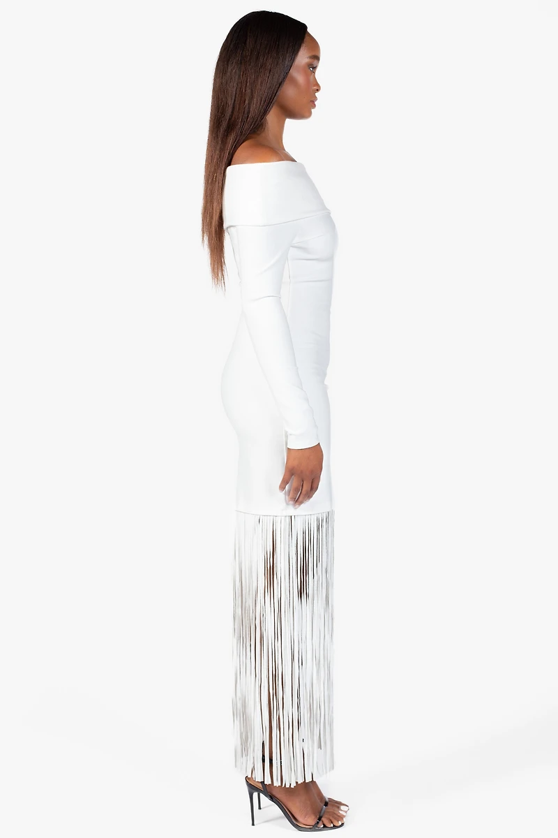 Aurelia Knit Fringe Midi Dress