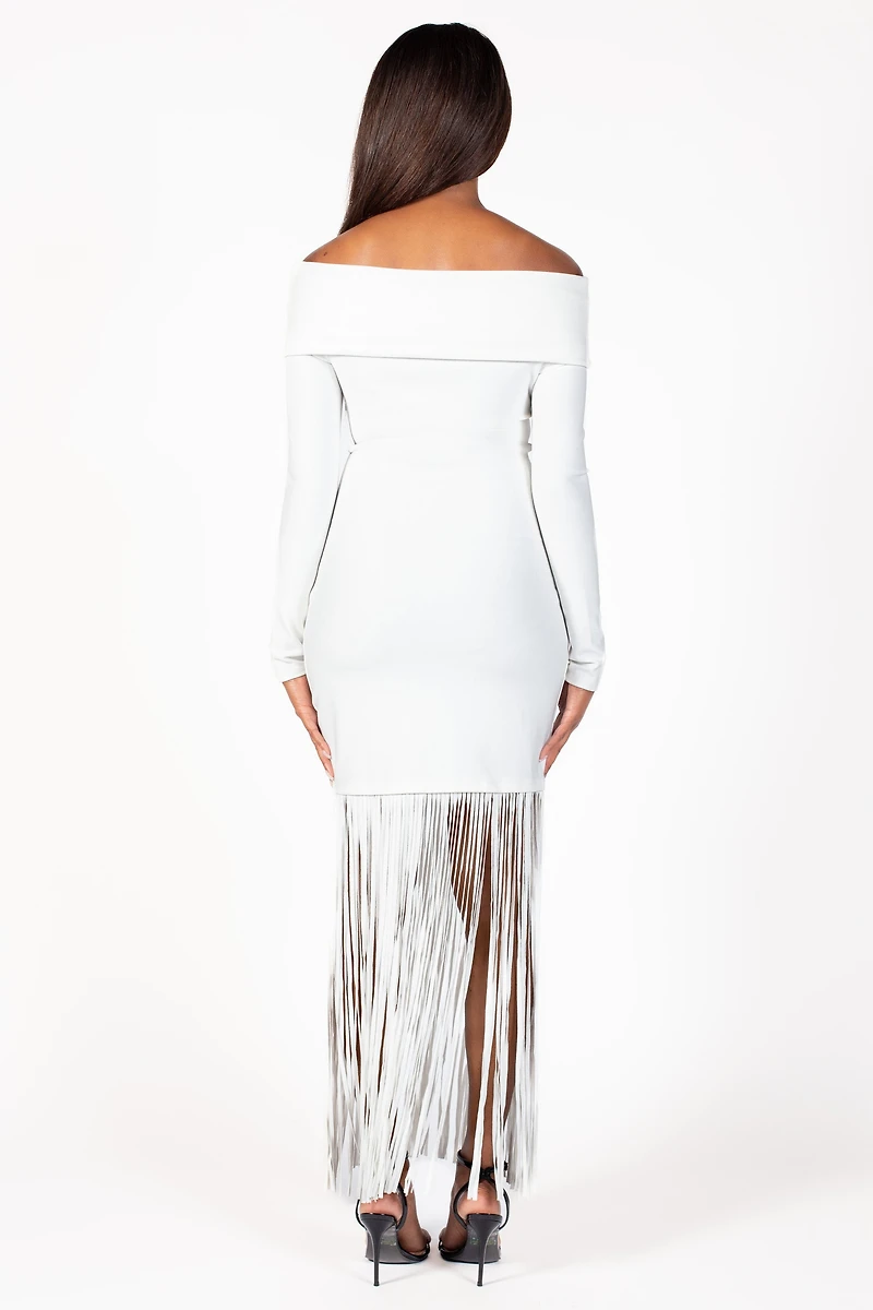 Aurelia Knit Fringe Midi Dress