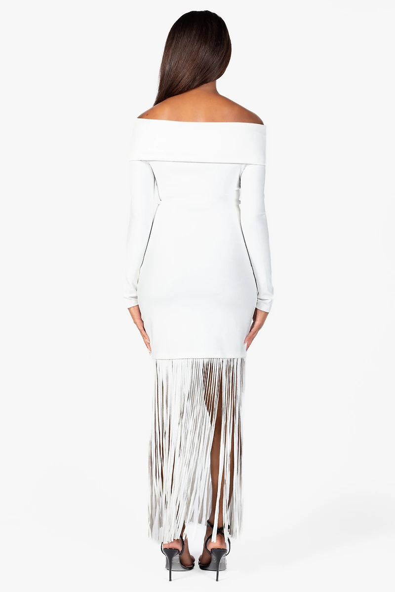 Aurelia Knit Fringe Midi Dress