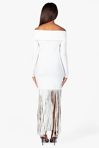 Aurelia Knit Fringe Midi Dress