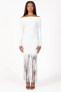 Aurelia Knit Fringe Midi Dress