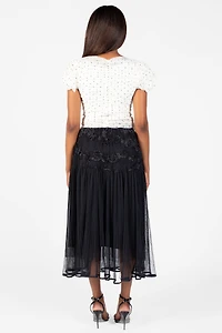 Arlo Floral Embellished Tulle Midi Skirt
