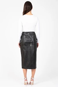 Bethany Leather Slit Midi Skirt