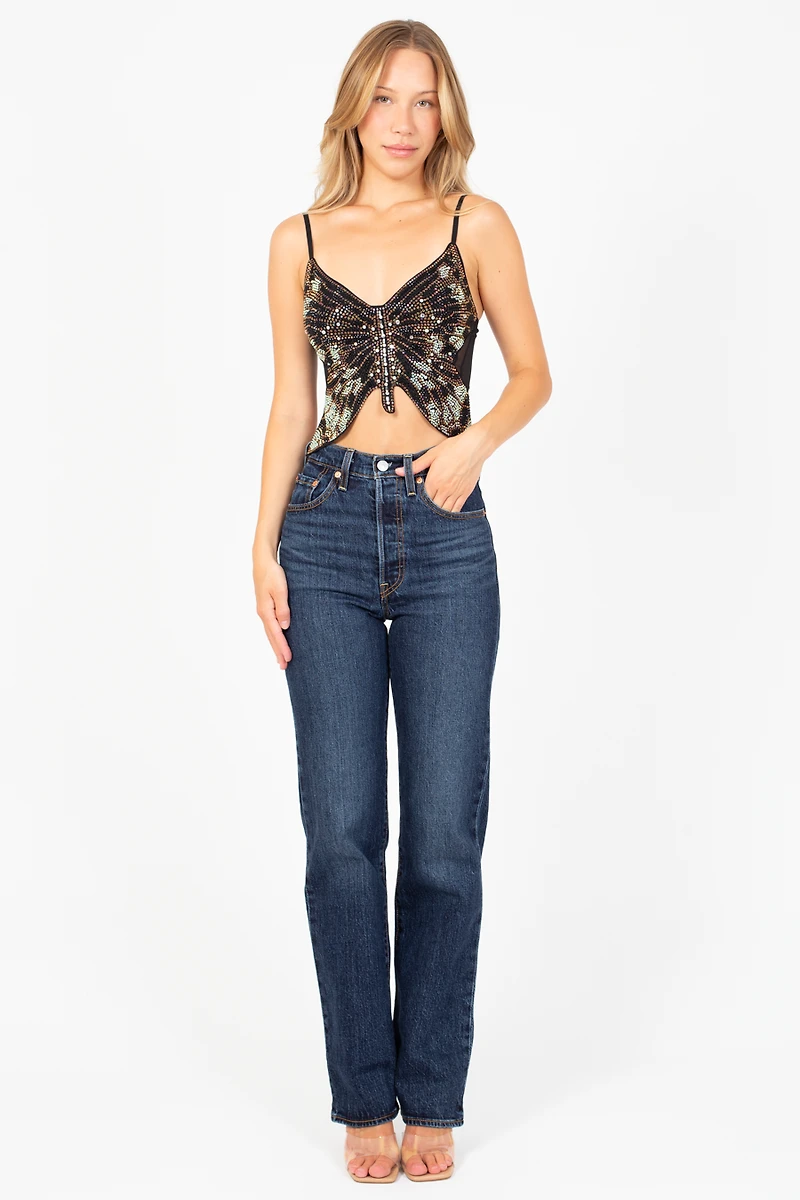 Fiorina Rhinestone Butterfly Top