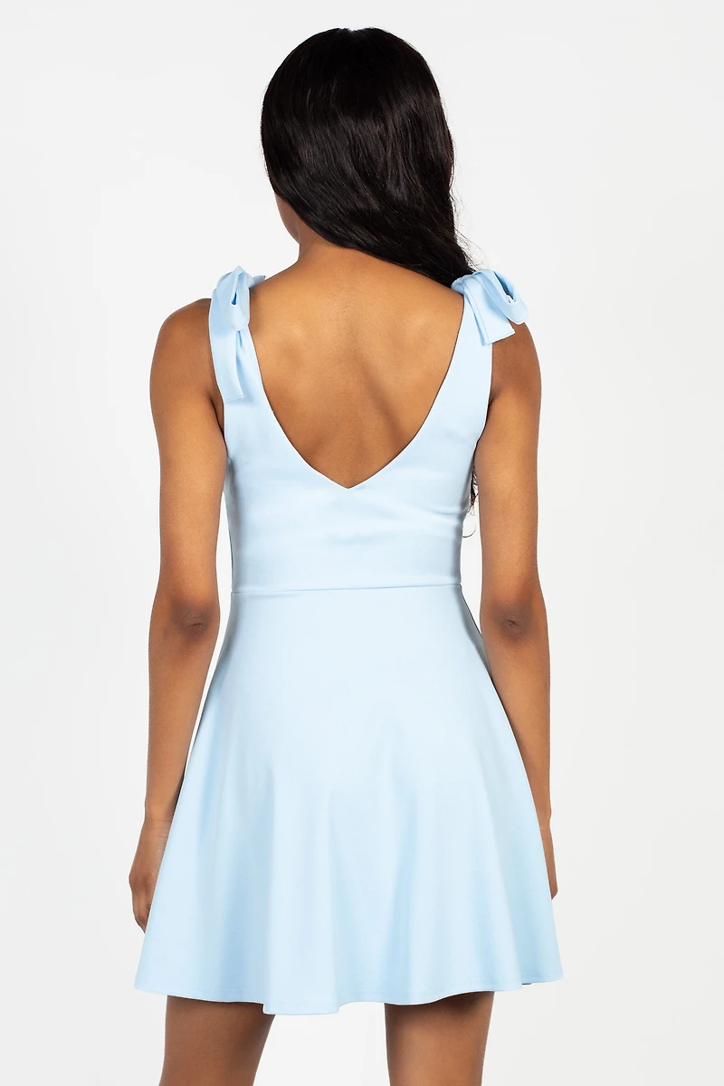 Gabriella Tie Shoulder Skater Mini Dress