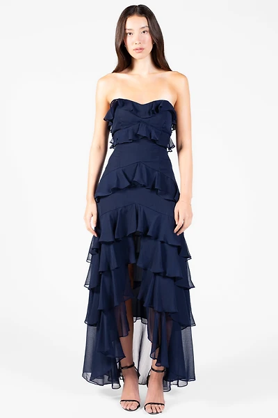 Solara Chiffon Ruffle Maxi Dress