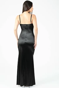 Thea High Slit Satin Maxi Gown