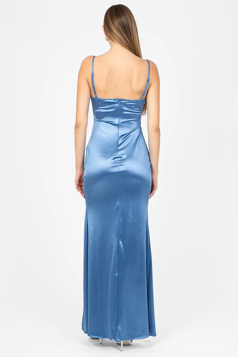 Thea High Slit Satin Maxi Gown