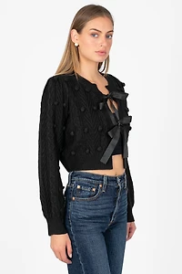 Annaliese Bow Front Knit Pom Cardigan
