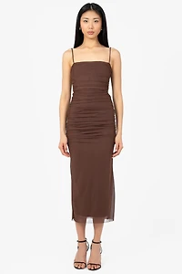 Noelia Ruched Mesh Midi Dress