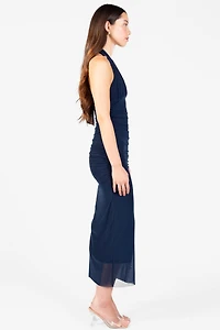 Claire Ruched Mesh Midi Dress