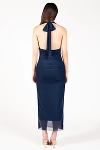 Claire Ruched Mesh Midi Dress