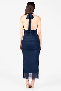 Claire Ruched Mesh Midi Dress