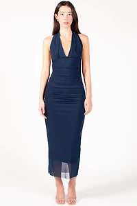 Claire Ruched Mesh Midi Dress